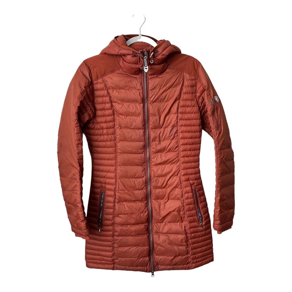 KUHL Women's Spyfire Down Parka Jacket Hooded Cinnamon Brown Size Small Winter